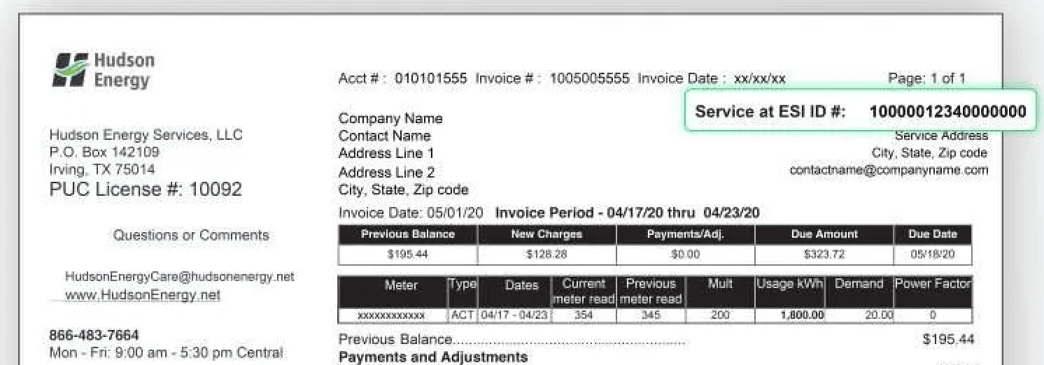 Locate ESID on Texas electric bill